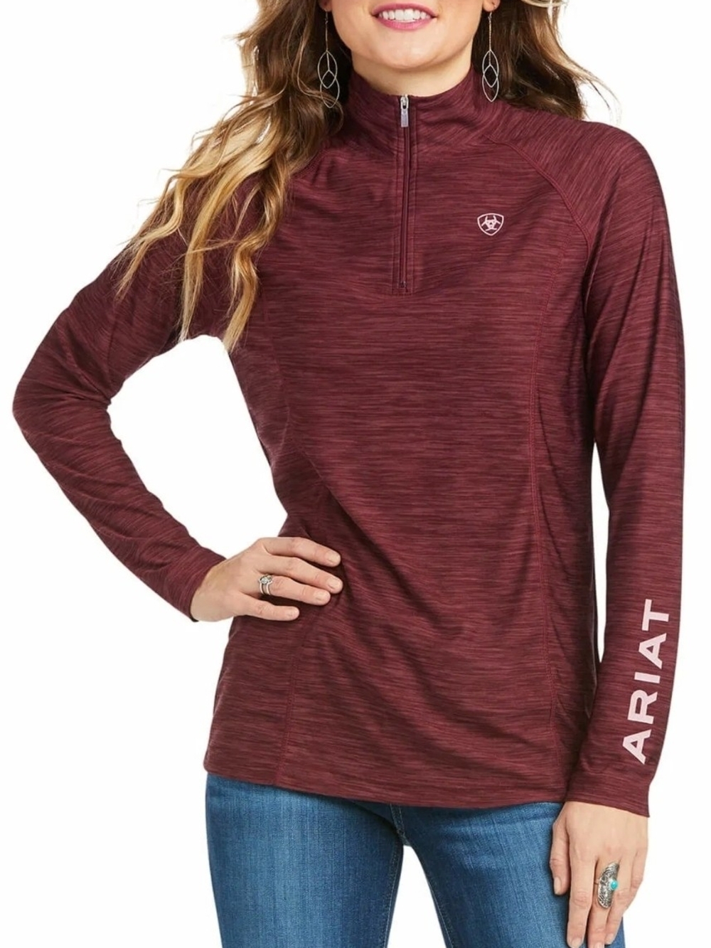 Ariat Women's Maroon Quarter-Zip Performance Top